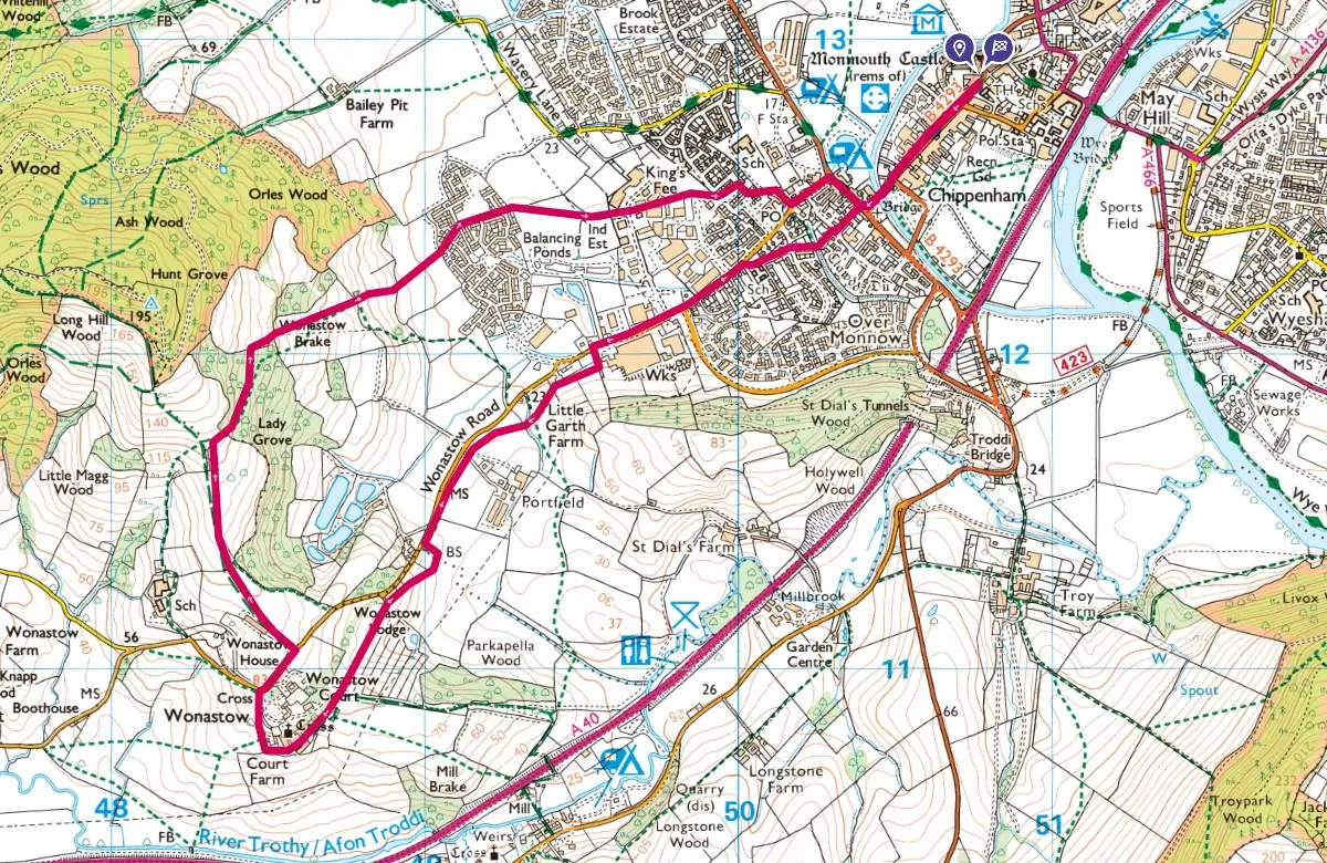 Walk1 - Monmouth to Wonastow and Lady Grove Wood