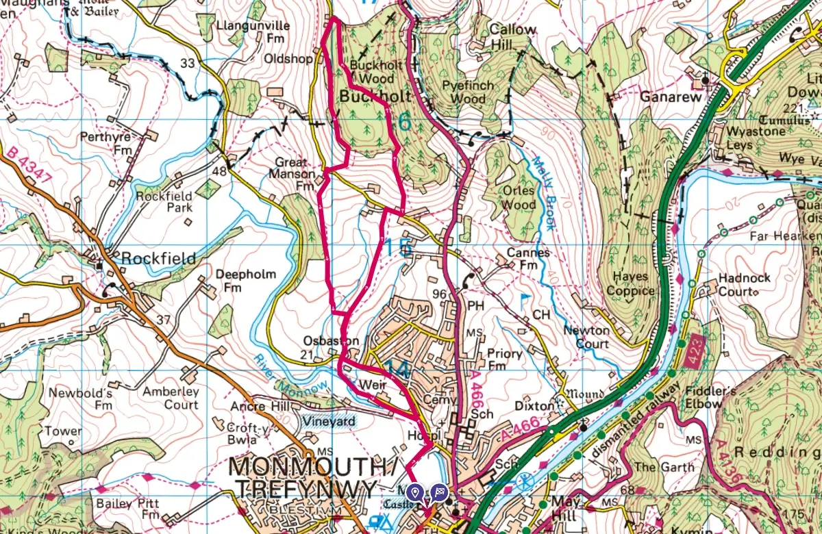 Walk2 - Monmouth to Buckholt Wood and Manson