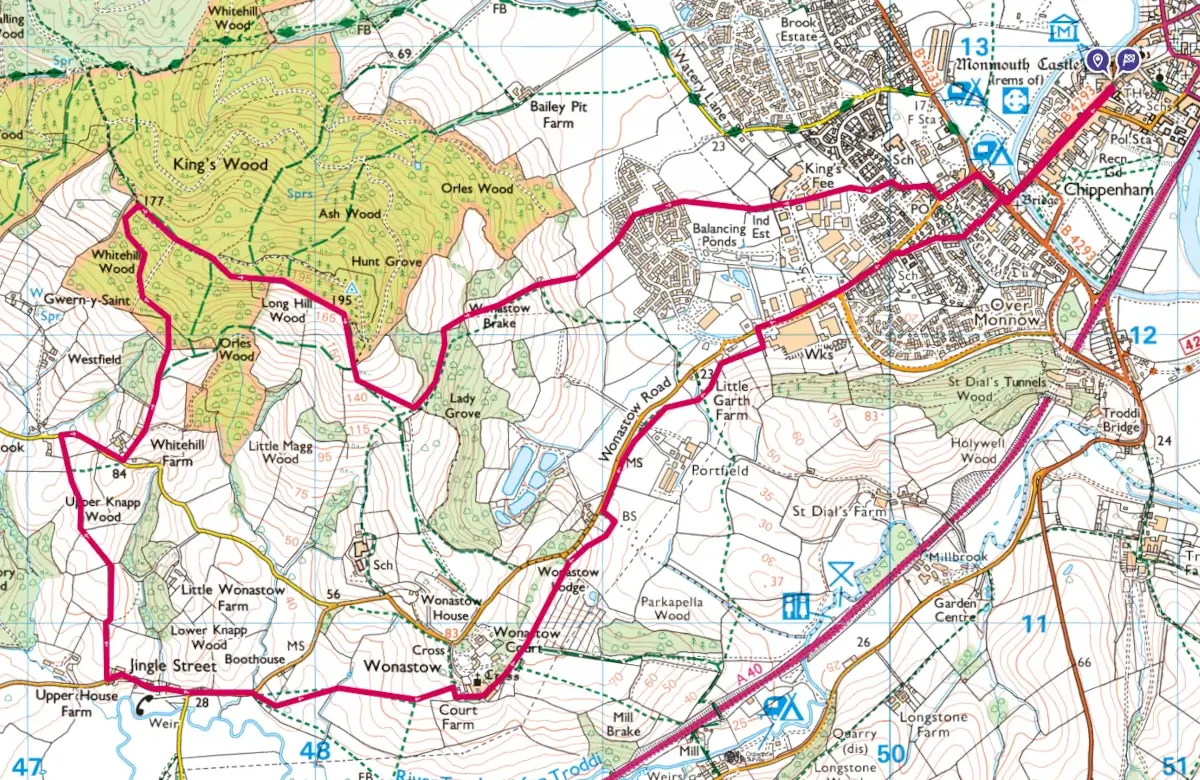 Walk3 - Monmouth to Wonastow, Jingle St along the Trothy Valley and Orles Wood