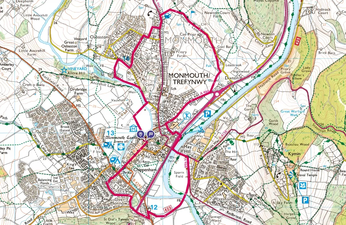 Walk6 - Monnow Bridge, Beech Road, Golf Club, Osbaston