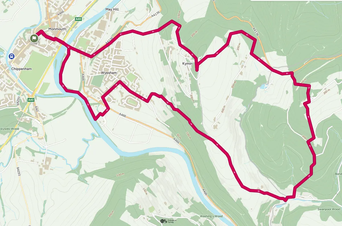 walk 4 wye river bank upper redbrook knockalls buck stone and the kymin