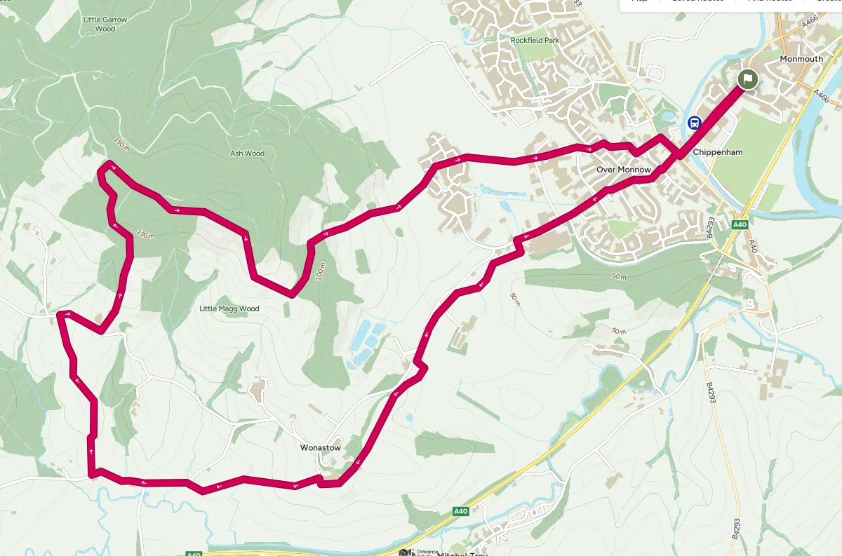 walk no 3 monmouth to wonastow jingle st along the trothy valley and orles wood